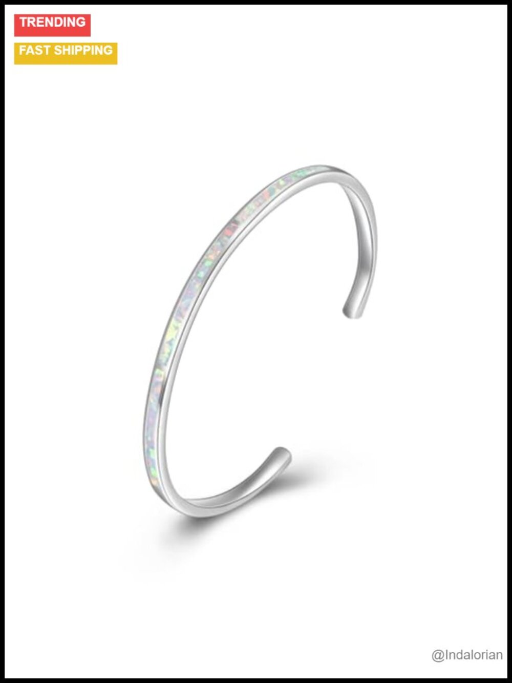 Sterling Silver Opal Cuff Bracelet Adjustable Bangle Inspirational Gift